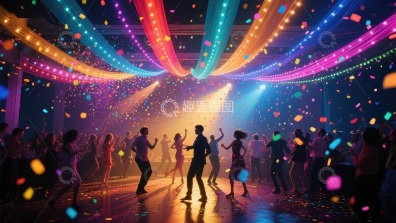 高清大图下载【趣麦麦图】色彩斑斓的舞会现场