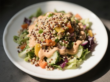 藜麦沙拉配蔬菜和酱料