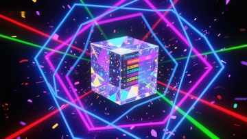 霓虹光束环绕的数字魔方