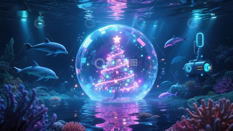 高清大图下载【趣麦麦图】海底世界中的圣诞树奇景