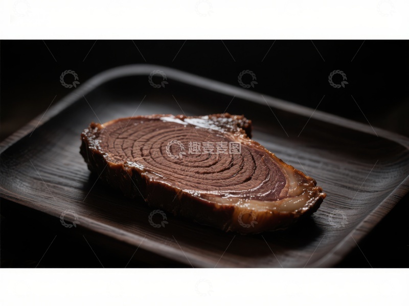 高清大图下载【趣麦麦图】木质年轮切片置于深色盘中