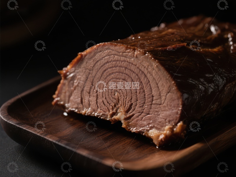 高清大图下载【趣麦麦图】切片熟肉，木质盘上呈现