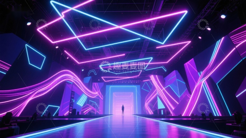 高清大图下载【趣麦麦图】霓虹灯效的未来科技舞台