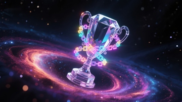 炫彩奖杯与星系背景