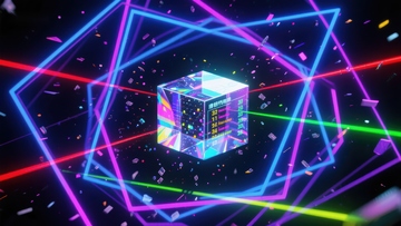 霓虹光束中的数字魔方