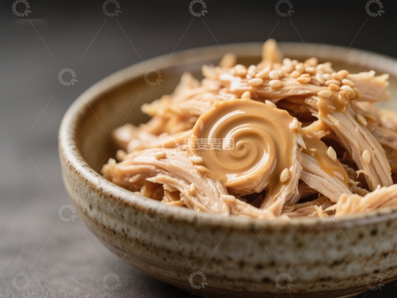 高清大图下载【趣麦麦图】芝麻鸡肉沙拉配酱料