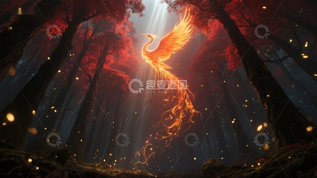森林中的火焰凤凰