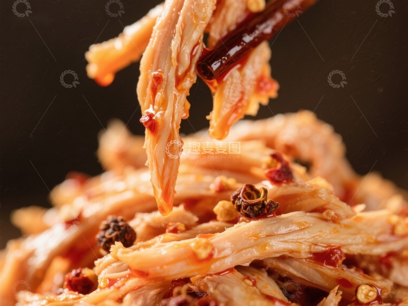 高清大图下载【趣麦麦图】麻辣鸡丝特写，香辣诱人