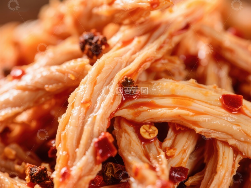高清大图下载【趣麦麦图】麻辣鸡肉丝特写