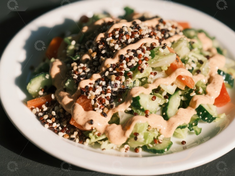 蔬菜藜麦沙拉配酱汁