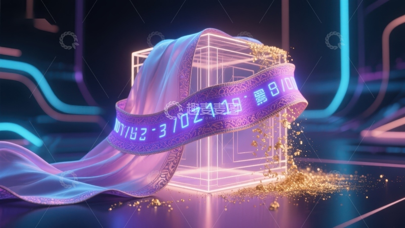 高清大图下载【趣麦麦图】未来科技感数字丝带艺术展示