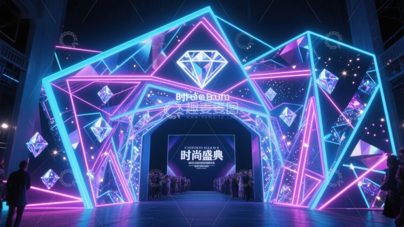 高清大图下载【趣麦麦图】霓虹灯饰下的时尚盛典入口