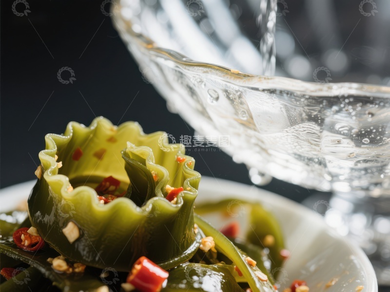 高清大图下载【趣麦麦图】清新海带凉菜配冰水