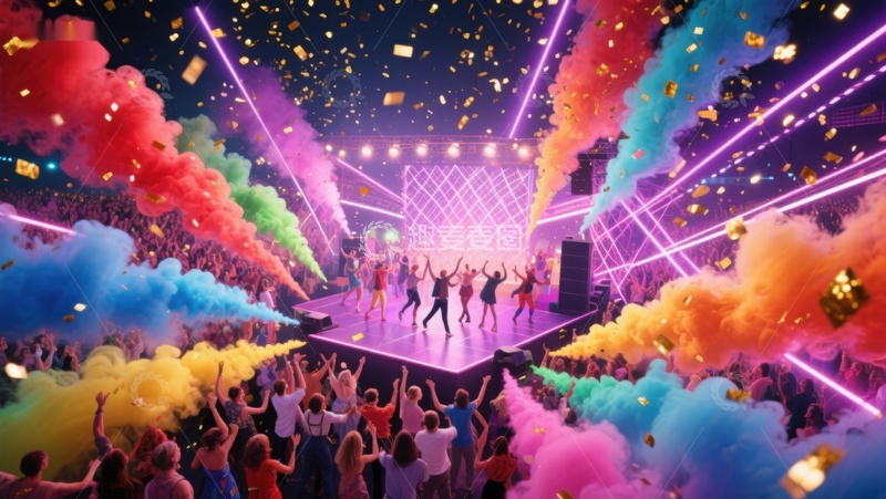 高清大图下载【趣麦麦图】色彩斑斓的舞台派对