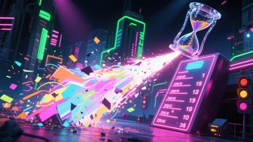 霓虹都市中的时间沙漏