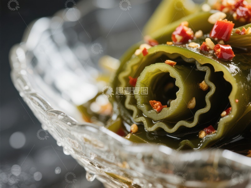 高清大图下载【趣麦麦图】美味海带卷配辣椒酱