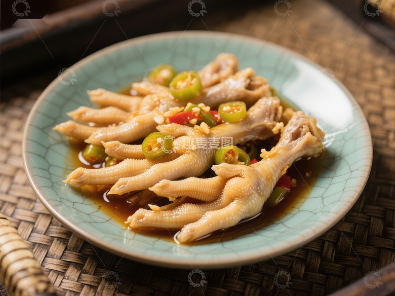 高清大图下载【趣麦麦图】香辣鸡爪配青椒点缀