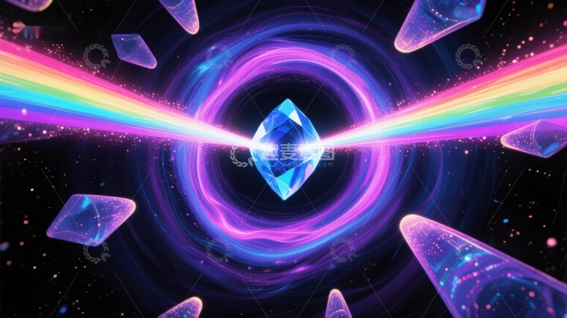 高清大图下载【趣麦麦图】彩虹光芒中的神秘晶体