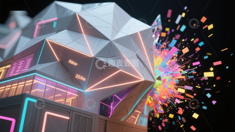 高清大图下载【趣麦麦图】未来建筑与彩色光效