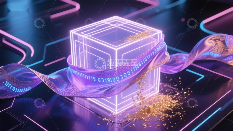 高清大图下载【趣麦麦图】未来科技立方体与数据流
