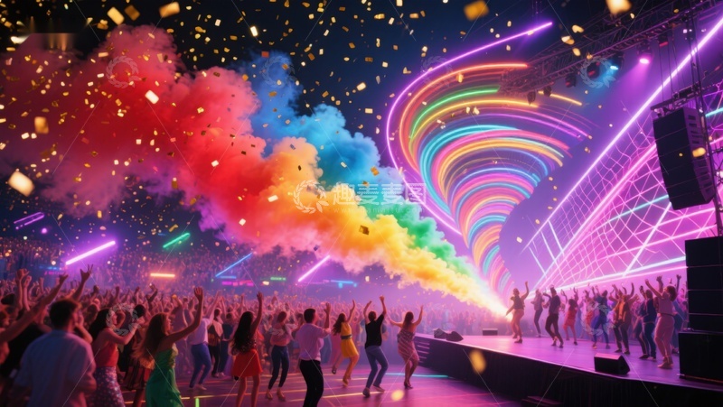 高清大图下载【趣麦麦图】霓虹灯光下的狂欢派对