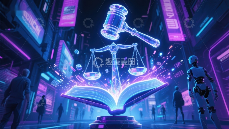 高清大图下载【趣麦麦图】未来城市中的法律象征