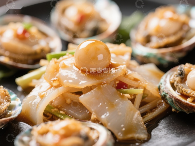 高清大图下载【趣麦麦图】鲜美鲍鱼拌凉菜特写