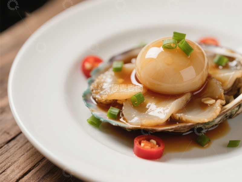 高清大图下载【趣麦麦图】鲍鱼蒸蛋，精致美味的海鲜佳肴