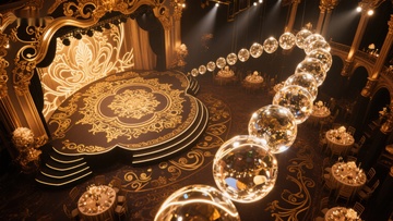 华丽舞台与水晶球的梦幻场景