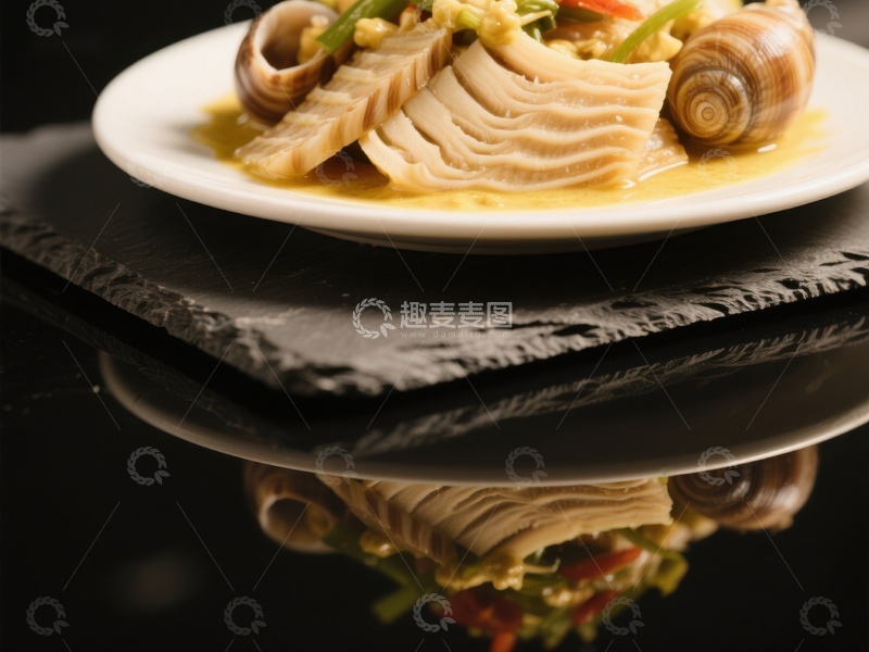 高清大图下载【趣麦麦图】精致海鲜拼盘，搭配酱汁与蔬菜