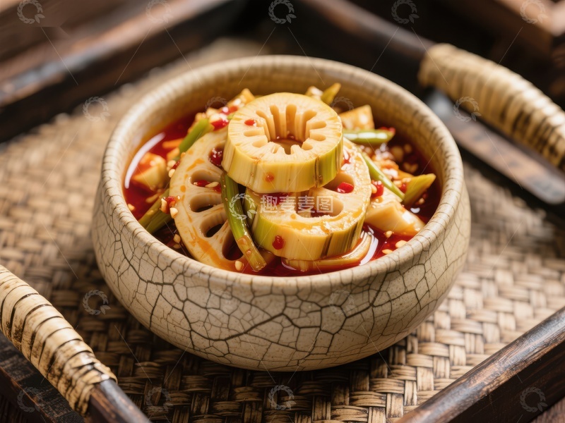 高清大图下载【趣麦麦图】麻辣莲藕片，传统中式小吃