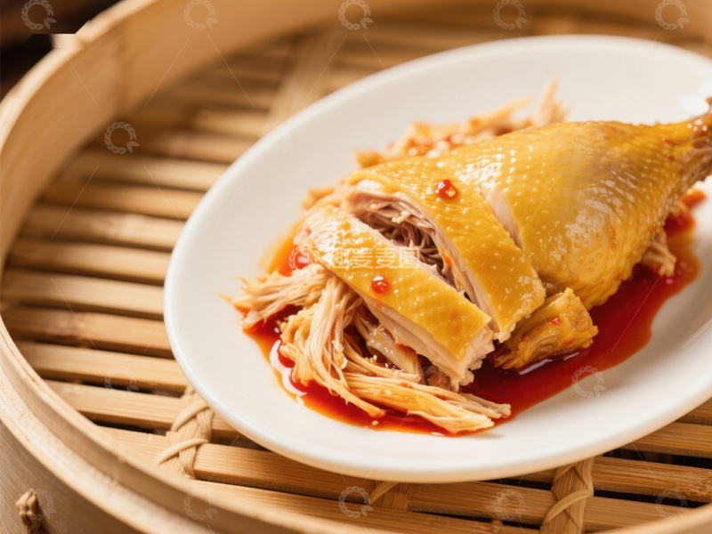 高清大图下载【趣麦麦图】蒸鸡配红油，美味中式佳肴