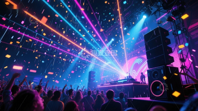 高清大图下载【趣麦麦图】炫彩灯光下的狂欢派对