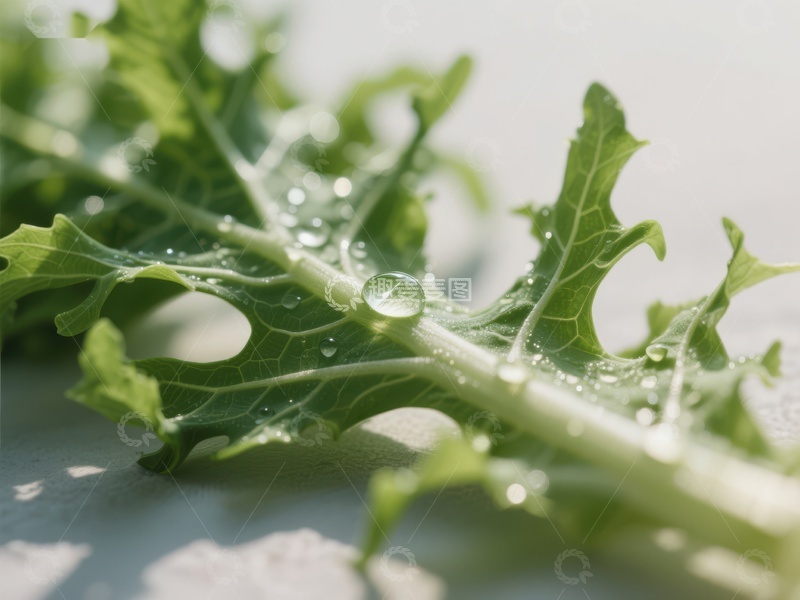高清大图下载【趣麦麦图】新鲜绿叶上的水珠特写