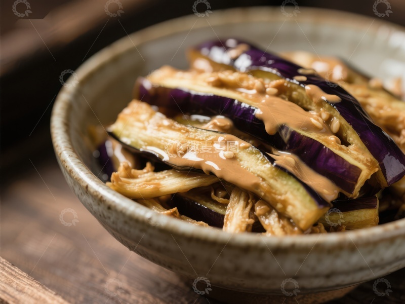 高清大图下载【趣麦麦图】酱汁茄子美食特写