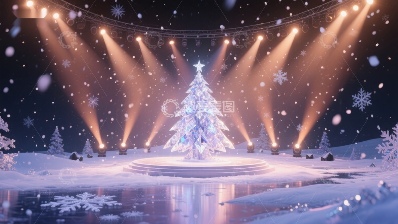 高清大图下载【趣麦麦图】璀璨圣诞树舞台夜景