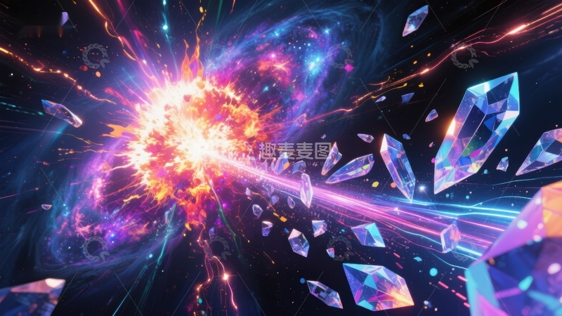 高清大图下载【趣麦麦图】宇宙爆炸与晶钻飞舞的奇幻场景