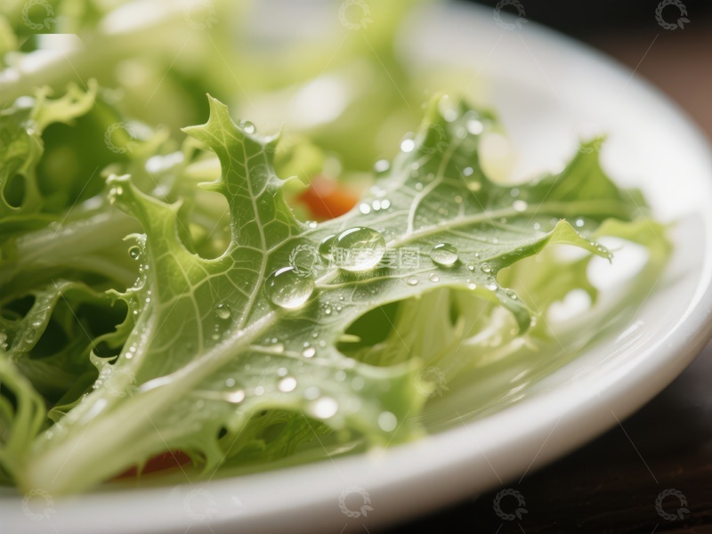 高清大图下载【趣麦麦图】新鲜生菜上的水珠特写