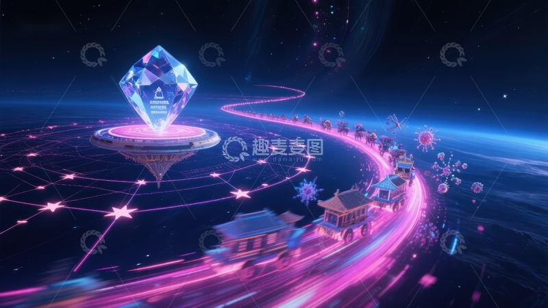 高清大图下载【趣麦麦图】未来科技之城与悬浮水晶
