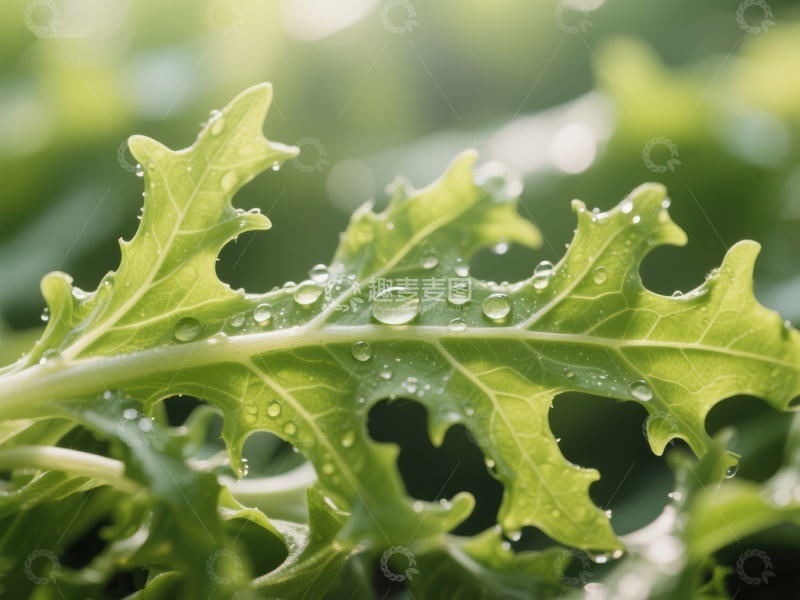 高清大图下载【趣麦麦图】绿叶上的水珠特写