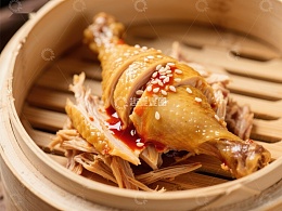 蒸笼中的美味烤鸡