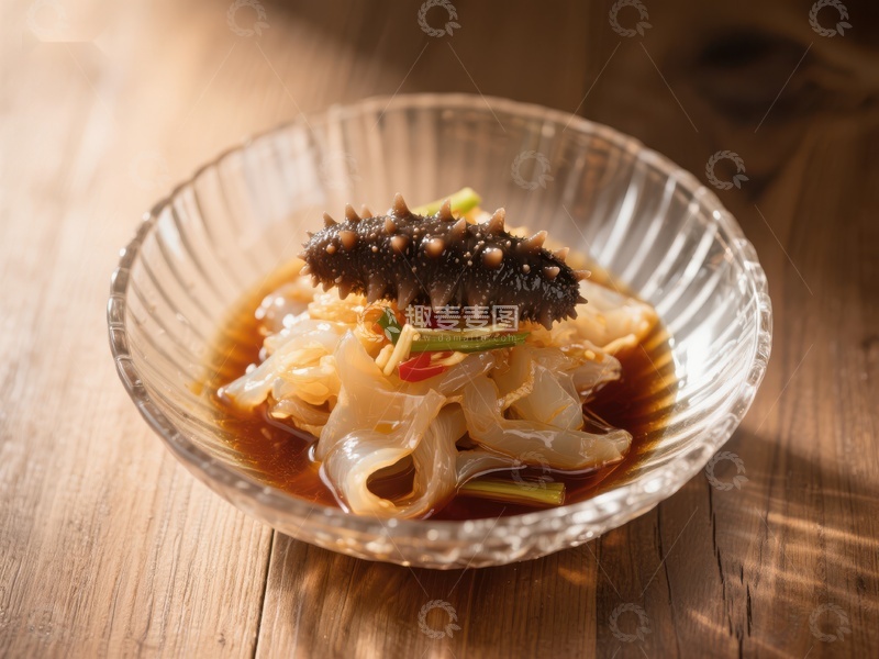 高清大图下载【趣麦麦图】海参拌粉皮，美味中式凉菜