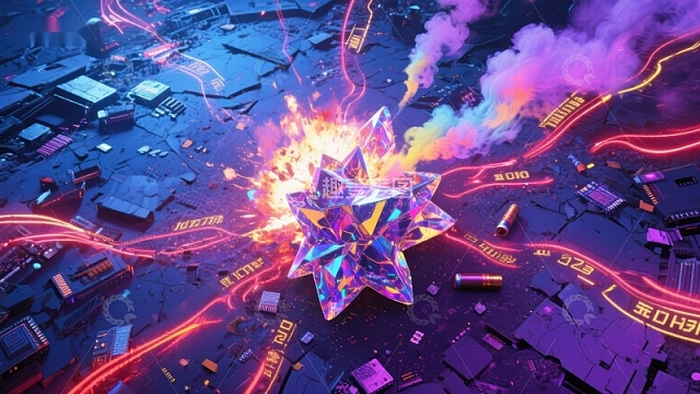 未来科技城市中的炫彩能量爆发
