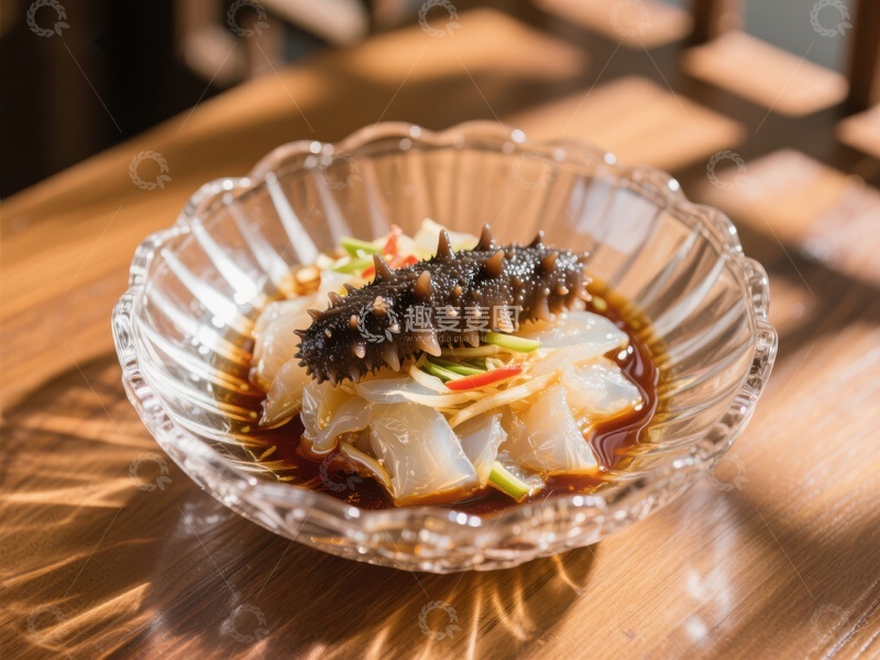 高清大图下载【趣麦麦图】海参拌凉粉，精致中式美食