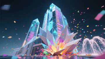 水晶塔楼夜景庆祝