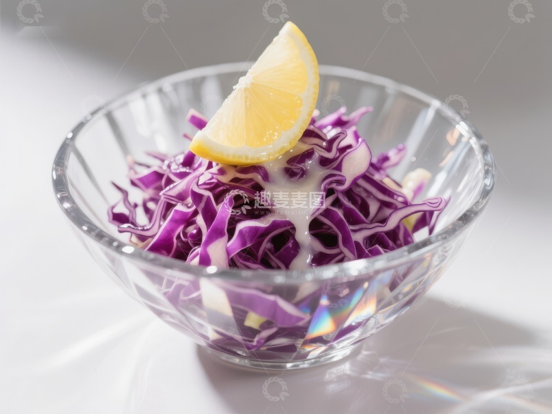高清大图下载【趣麦麦图】紫甘蓝沙拉配柠檬片