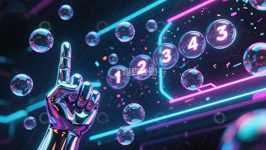 未来科技手势与数字气泡