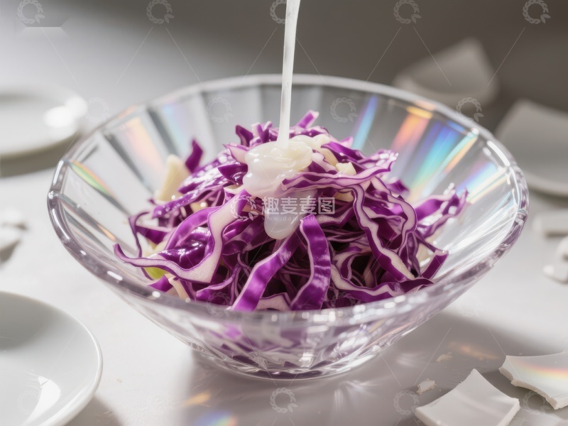 高清大图下载【趣麦麦图】紫色卷心菜沙拉配酸奶油