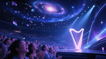 星空下的竖琴表演