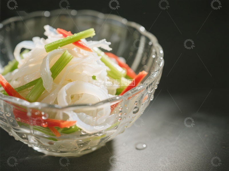 高清大图下载【趣麦麦图】透明碗中的凉拌粉丝